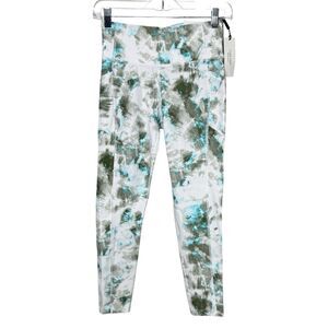 Calvin Klein‎ Pants Women Small White Blue Gray Brushstroke Leggings Performance